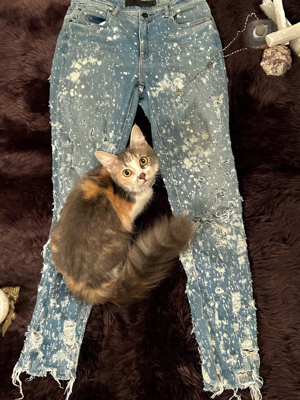 Denim x Alexander Wang "Whiplash" Bleached Destroyed Skinny Jeans